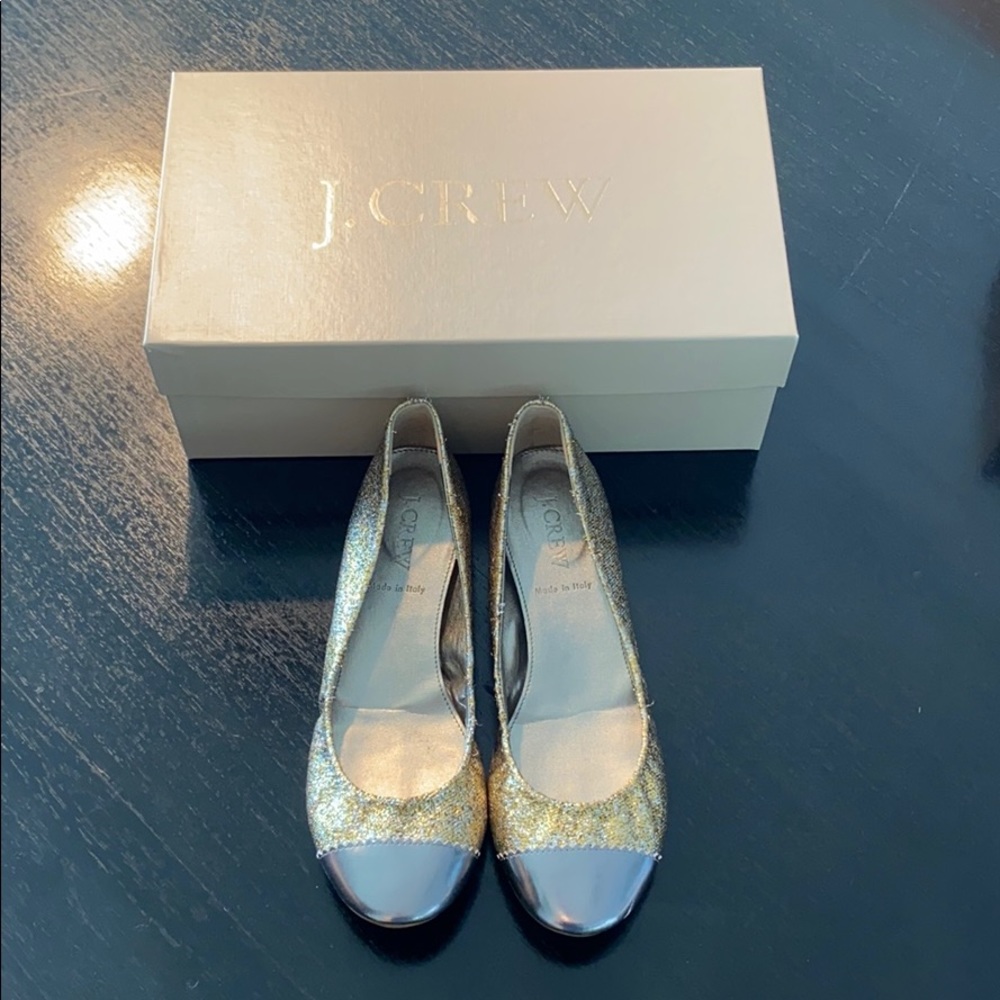 J. Crew glitter jacquard ballet flats